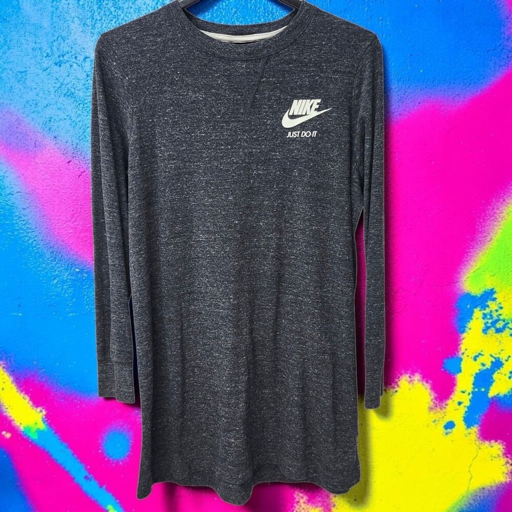 Nike Sportswear Gym Vintage Mini Dress Womens Large Just Do It Heathered Gray